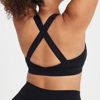 Timeless Wide Strap Sports Bra | Black