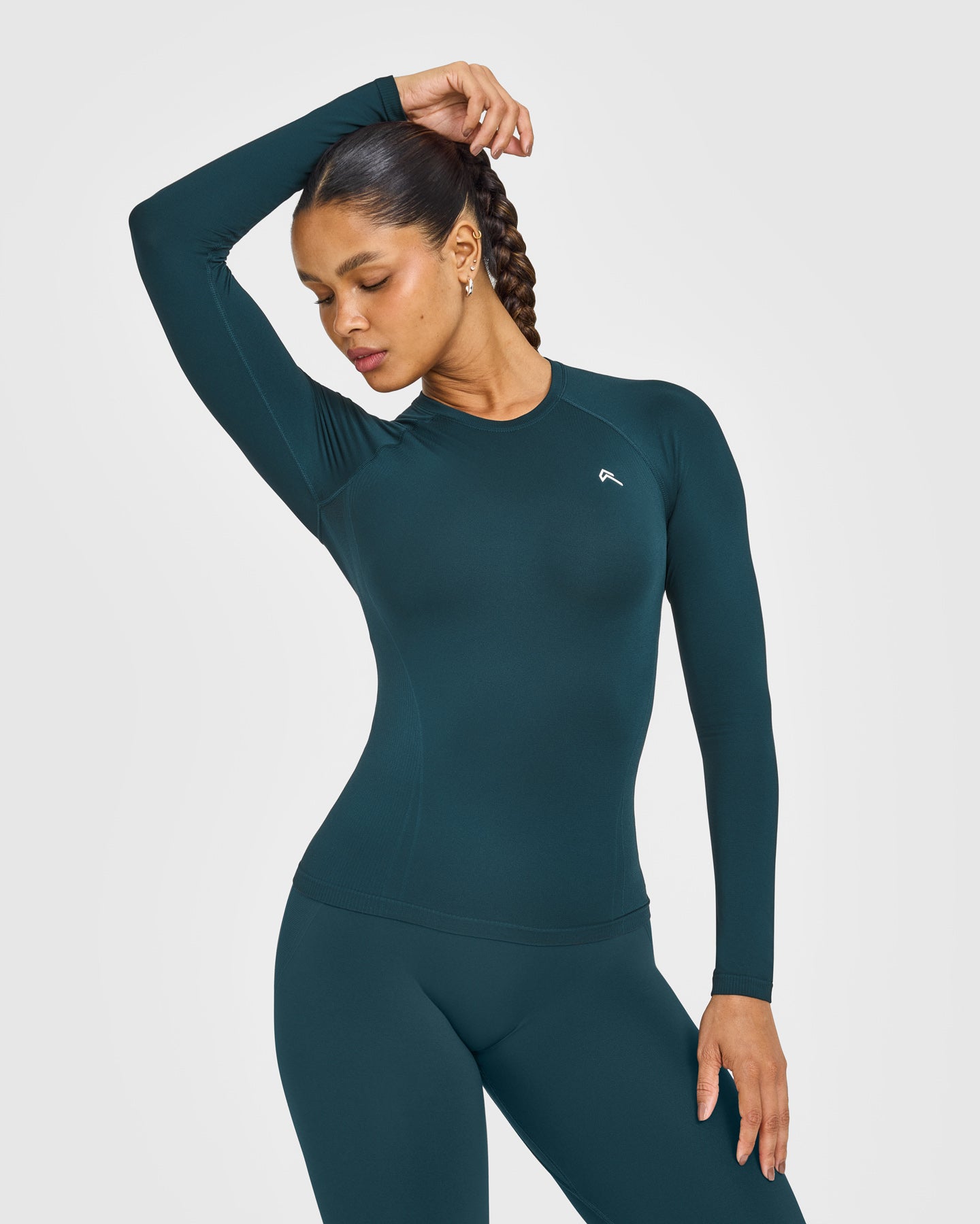 Go To Seamless Fitted Long Sleeve Top | Oil Blue