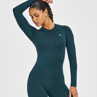 Go To Seamless Fitted Long Sleeve Top | Oil Blue