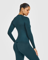 Go To Seamless Fitted Long Sleeve Top | Oil Blue