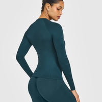 Go To Seamless Fitted Long Sleeve Top | Oil Blue