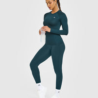 Go To Seamless Fitted Long Sleeve Top | Oil Blue