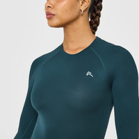 Go To Seamless Fitted Long Sleeve Top | Oil Blue