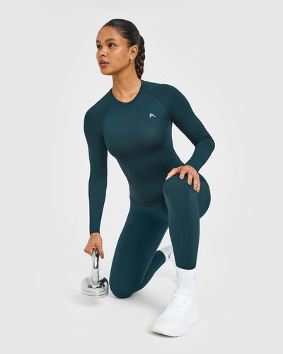 Go To Seamless Fitted Long Sleeve Top | Oil Blue