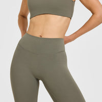 SoftMotion™ High Waisted Leggings with White Logo | Alpine Green