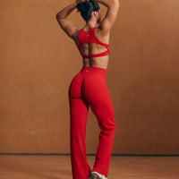 SoftMotion™ Straight Leg Bottoms with White Logo | Light Toasted Red