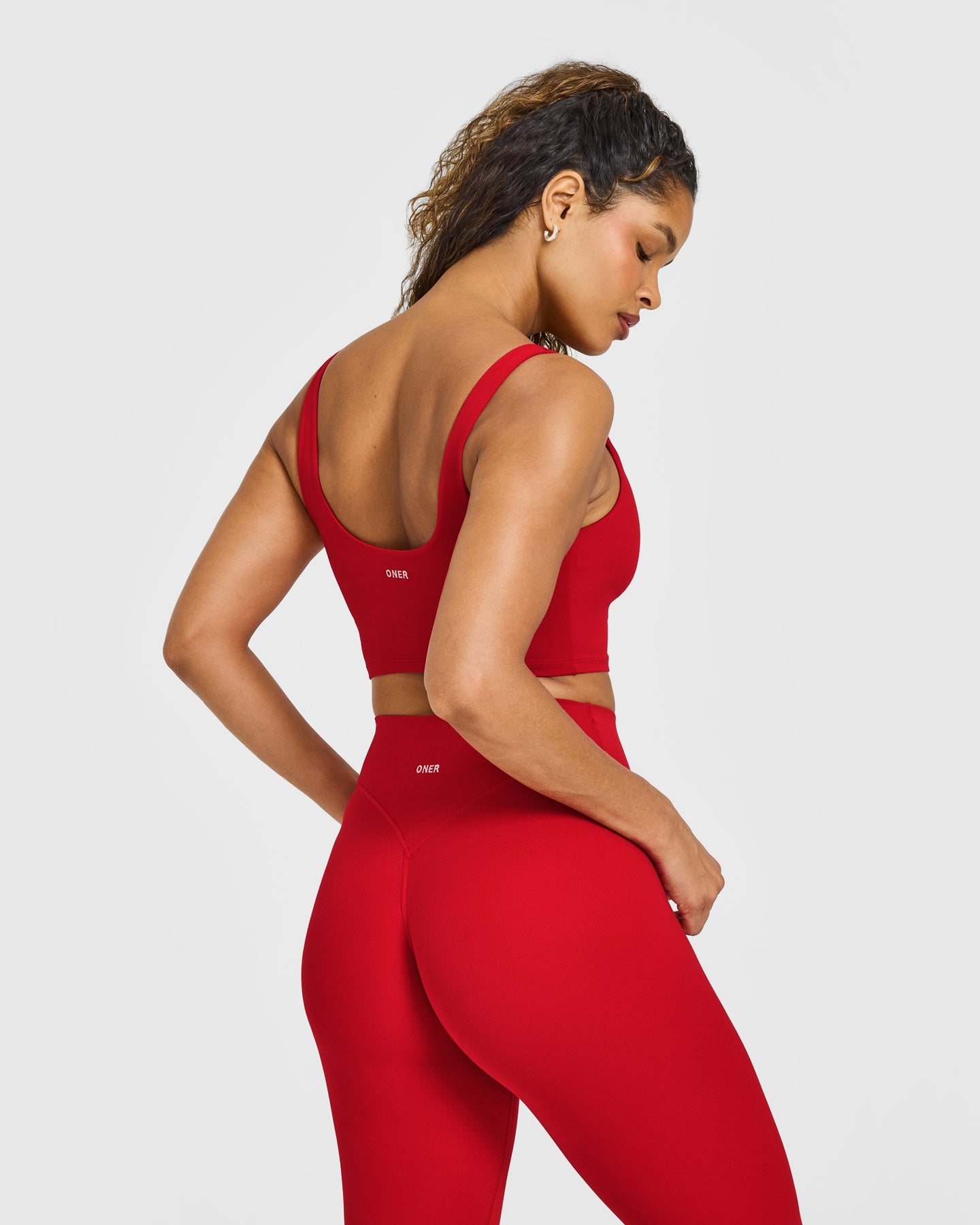 SoftMotion™ Longline Sports Bra with White Logo | Light Toasted Red