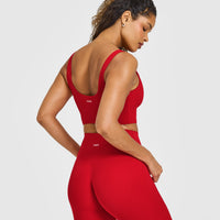 SoftMotion™ Longline Sports Bra with White Logo | Light Toasted Red