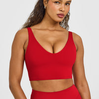SoftMotion™ Longline Sports Bra with White Logo | Light Toasted Red