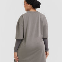 Classic Oversized Longline T-Shirt | Ash Grey