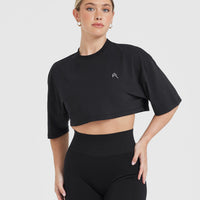 Classic Relaxed Crop Lightweight T-Shirt | Black