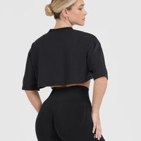 Classic Relaxed Crop Lightweight T-Shirt | Black