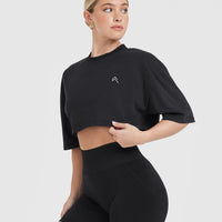 Classic Relaxed Crop Lightweight T-Shirt | Black