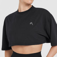 Classic Relaxed Crop Lightweight T-Shirt | Black