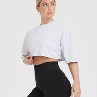 Classic Relaxed Crop Lightweight T-Shirt | Light Grey Marl