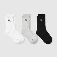 Crew Socks 3 Pack | Grey/White/Black