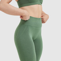 Effortless Seamless Leggings with White Logo | Forest Green