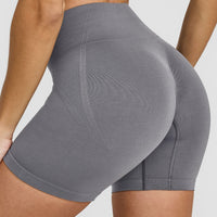 Effortless Seamless Shorts with White Logo | Ash Grey