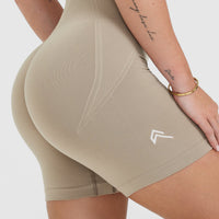 Effortless Seamless Shorts with White Logo | Washed Sandstone