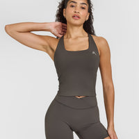 Timeless Square Neck Mid Vest | Deep Taupe