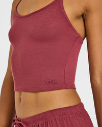 At Home Night Strappy Mid Vest | Burnt Maroon Red