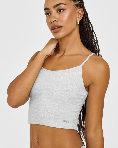 At Home Night Strappy Mid Vest | Grey Marl