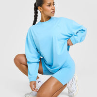 Classic Oversized Lightweight Long Sleeve Top | Arctic Blue