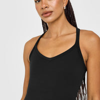 Cotton Racer Back Fitted Vest | Black