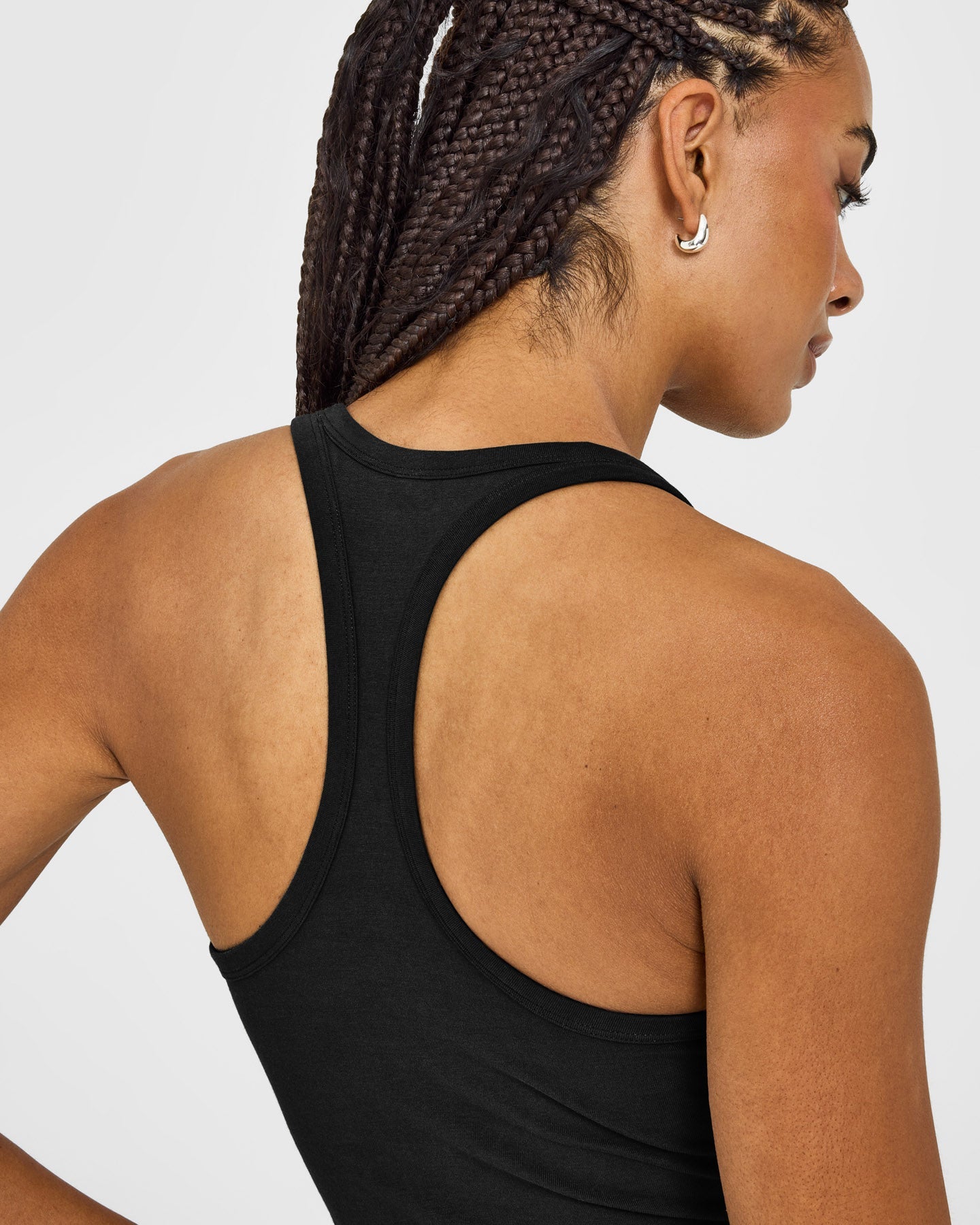 Cotton Racer Back Fitted Vest | Black