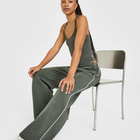 Cotton Racer Back Fitted Vest | Dark Khaki