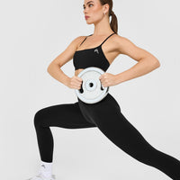 EasyLift™ Strappy Sports Bra with White Logo | Black