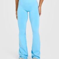 Effortless Seamless Flared Bottoms with White Logo | Arctic Blue