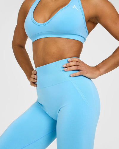Effortless Seamless Flared Bottoms with White Logo | Arctic Blue