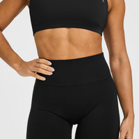 Effortless Seamless Flared Bottoms with White Logo | Black