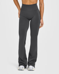 EffortlessLift™ Seamless Flared Bottoms with White Logo | Coal