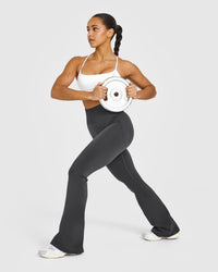 EffortlessLift™ Seamless Flared Bottoms with White Logo | Coal
