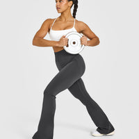 EffortlessLift™ Seamless Flared Bottoms with White Logo | Coal