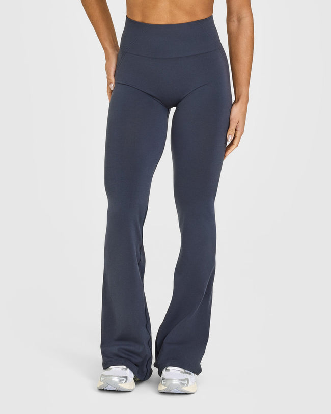 EffortlessLift™ Seamless Flared Bottoms with White Logo | True Blue
