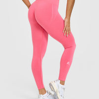 EffortlessLift™ Seamless Leggings with White Logo | Hot Girl Pink