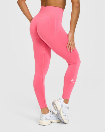 EffortlessLift™ Seamless Leggings with White Logo | Hot Girl Pink