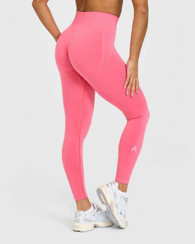 EffortlessLift™ Seamless Leggings with White Logo | Hot Girl Pink