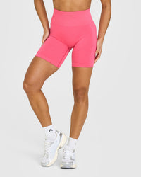 Effortless Seamless Shorts with White Logo | Hot Girl Pink