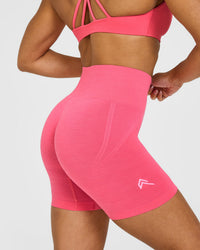 EffortlessLift™ Seamless Shorts with White Logo | Hot Girl Pink