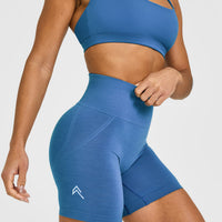 Effortless Seamless Shorts with White Logo | Ocean Blue
