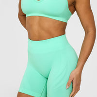EnhanceLift™ Seamless Shorts with White Logo | Peppermint Green