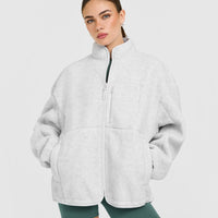 Fleece Jacket with Chest Pocket | Heather Grey