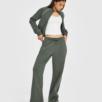 Jersey Tracksuit Zip Through Jacket | Dark Khaki