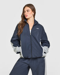Oversized Piped Woven Track Jacket | True Blue