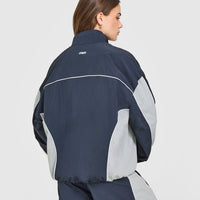 Oversized Piped Woven Track Jacket | True Blue