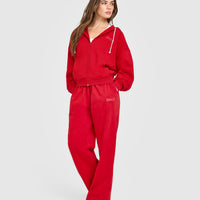 Raw Lounge Oversized Zip Hoodie | Washed Fiery Red